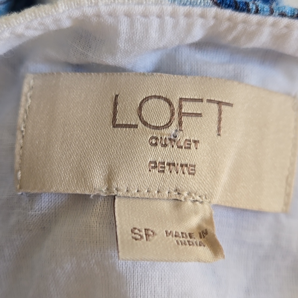 LOFT  Blue and White Printed Linen Blend Shorts Set - Picture 8 of 9
